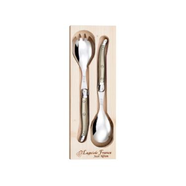 Jogo de talheres para salada em inox Laguiole 2 pe�as champagne