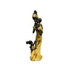 Estatueta de resina Elby Mulher africana e filhos 28cm