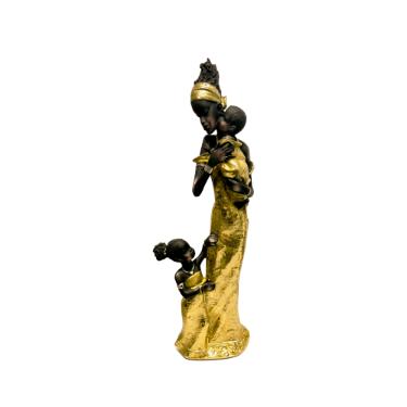 Estatueta de resina Elby Mulher africana e filhos 28cm