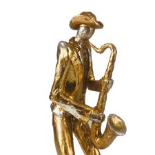Estatueta de resina Elby M�sico com saxofone 48cm dourado