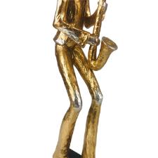 Estatueta de resina Elby M�sico com saxofone 48cm dourado