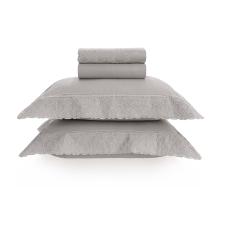 Jogo de len�ol Trussardi Valenza 300 fios Queen Marmo/Platino