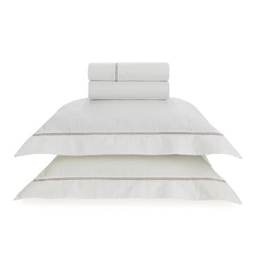 Jogo de len�ol Trussardi Portello 300 fios King Branco/Legno