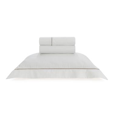 Jogo de len�ol Trussardi Portello 300 fios Solteiro Branco/Legno
