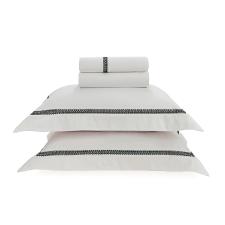 Jogo de len�ol Trussardi Capitale 300 fios Queen Branco/Nero