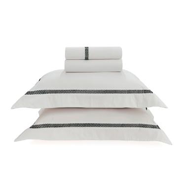 Jogo de len�ol Trussardi Capitale 300 fios Casal Branco/Nero