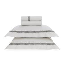 Jogo de Cama Trussardi Ravizza 200 fios Casal 2,20mx2,60m Branco/Ard�sia