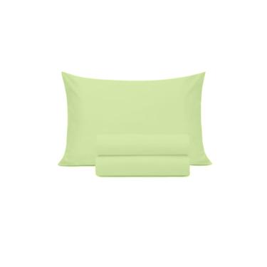 Jogo de len�ol duplo com el�stico Domani DMI Solteiro Verde Lim�o 100% algod�o
