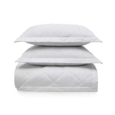 Colcha Trussardi San Marco 400 fios King 2,90mx2,50m 100% Algod�o Branco e Branco