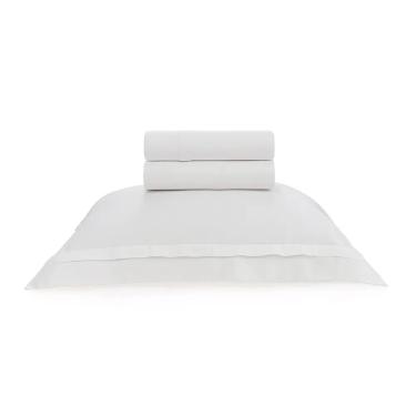 Jogo de len�ol Trussardi Vercelli 300 fios 100% Algod�o Solteiro Branco/Branco