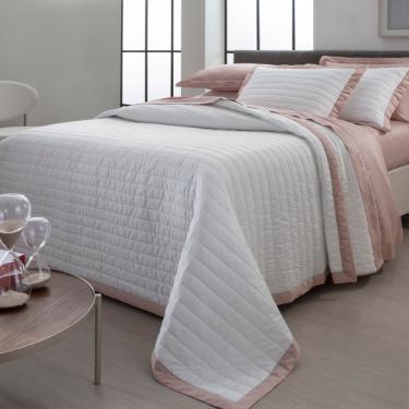 Colcha Stripes Kacyumara Satine� 300 fios King 2,80mx2,60m Branco/Rose