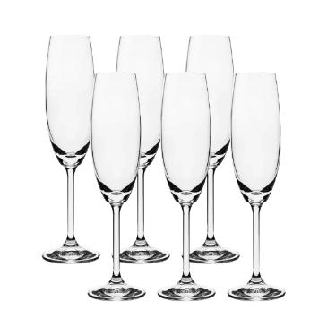 Jogo de ta�as champagne em cristal Bohemia Anna 220ml 6 pe�as