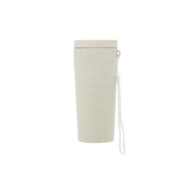 Copo t�rmico em bambu e PP de parede dupla com al�a e tampa Lyor 310ml branco