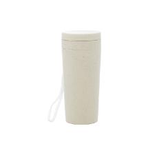 Copo t�rmico em bambu e PP de parede dupla com al�a e tampa Lyor 310ml branco