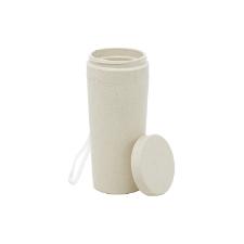 Copo t�rmico em bambu e PP de parede dupla com al�a e tampa Lyor 310ml branco