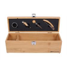Estojo para garrafa de vinho em bambu com acess�rios Fracalanza com 4 acess�rios essenciais
