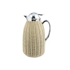 Garrafa t�rmica revestida em pl�stico com rattan 950ml bege