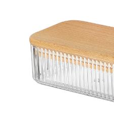 Porta mantimento quadrado em pl�stico com tampa bambu Dynasty 500ml