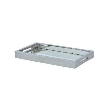 Bandeja retangular em a�o inox com espelho Fracalanza 30x17x3cm