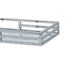 Bandeja retangular em a�o inox com espelho Fracalanza 40x20x6cm