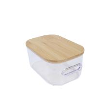 Cesta retangular com al�a em poliestireno com tampa bambu L'Hermitage Closet 14,1cm