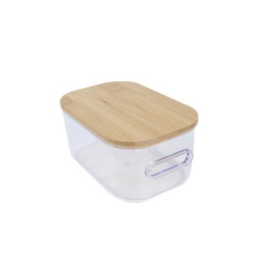 Cesta retangular com al�a em poliestireno com tampa bambu L'Hermitage Closet 14,1cm