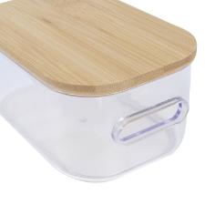 Cesta retangular com al�a em poliestireno com tampa bambu L'Hermitage Closet 14,1cm