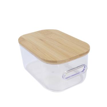 Cesta retangular com al�a em poliestireno com tampa bambu L'Hermitage Closet 19,5cm