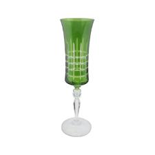 Ta�a para champanhe lapidada em cristal ecol�gico Bohemia Grace 190ml verde