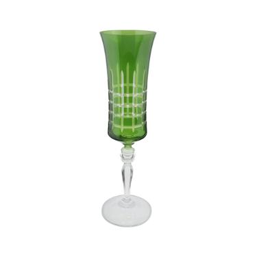 Ta�a para champanhe lapidada em cristal ecol�gico Bohemia Grace 190ml verde