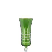 Ta�a para champanhe lapidada em cristal ecol�gico Bohemia Grace 190ml verde