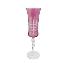 Ta�a para champanhe lapidada em cristal ecol�gico Bohemia Grace 190ml magenta