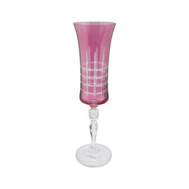 Ta�a para champanhe lapidada em cristal ecol�gico Bohemia Grace 190ml magenta