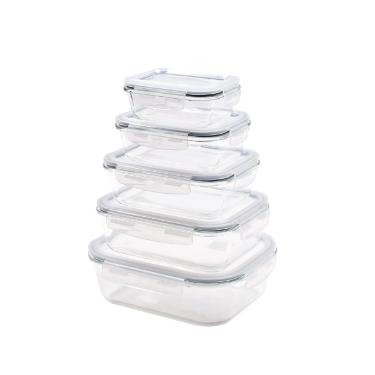 Jogo de potes herm�ticos em vidro Kenya Kitchen 5 pe�as