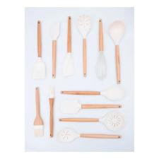 Esp�tula flat em bambu e silicone Hudson Home Prime 30,5cm branco