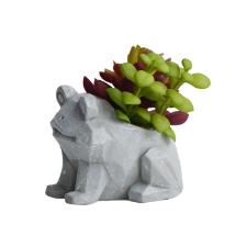 Vaso com suculenta em cimento e pl�stico L'Hermitage Sapo 10x7,5x8,5cm cinza