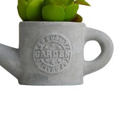 Vaso com suculenta em cimento e pl�stico L'Hermitage Regador 14x65x6cm cinza