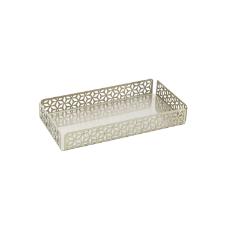 Bandeja retangular em a�o inox Wolff Garden 30x25x4cm champanhe