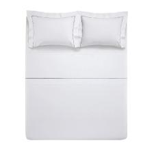 Jogo de len�ol Trussardi Cammillo 200 fios 100% Algod�o Casal Branco/Marinho