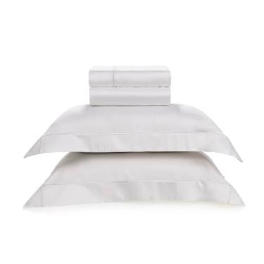 Jogo de len�ol Trussardi Girelli 300 fios 100% Algod�o King Branco/Branco