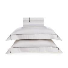 Jogo de len�ol Trussardi Girelli 300 fios 100% Algod�o Casal Branco/Nocciola