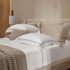 Jogo de len�ol Trussardi Girelli 300 fios 100% Algod�o Casal Branco/Nocciola