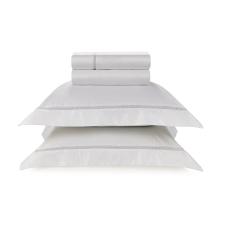 Jogo de len�ol Trussardi Matheus 1000 fios 100% Algod�o Eg�pcio Queen Branco/Platino