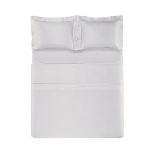 Jogo de len�ol Trussardi Matheus 1000 fios 100% Algod�o Eg�pcio Queen Branco/Platino