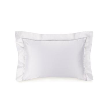 Fronha Trussardi Matheus 1000 fios 50cmx70cm 100% Algod�o Eg�pcio Branco/Platino