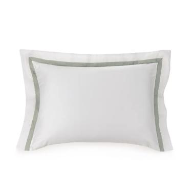 Fronha Trussardi  Vercelli 300 fios 50cmx70cm Branco/Pistacchio