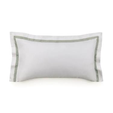 Fronha Trussardi  Vercelli 300 fios 50cmx90cm Branco/Pistacchio