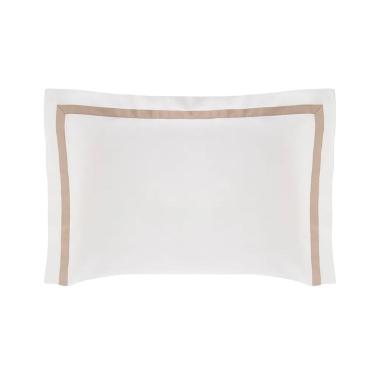 Fronha Trussardi  Vercelli 300 fios 50cmx70cm Branco/Nocciola