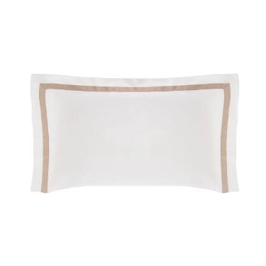 Fronha Trussardi  Vercelli 300 fios 50cmx90cm Branco/Nocciola