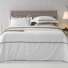 Fronha Trussardi  Vercelli 300 fios 50cmx90cm Branco/Nocciola